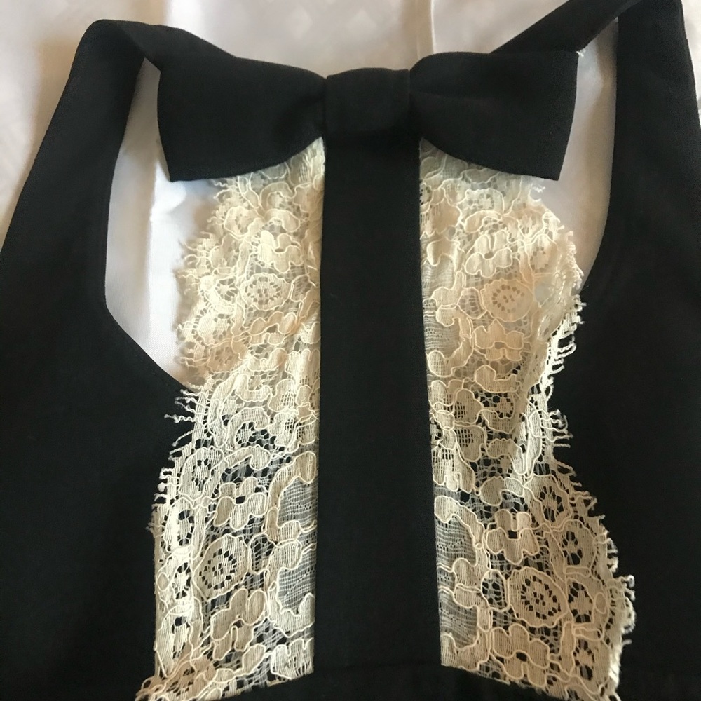 Lauren Conrad black dress with lace and bow detail